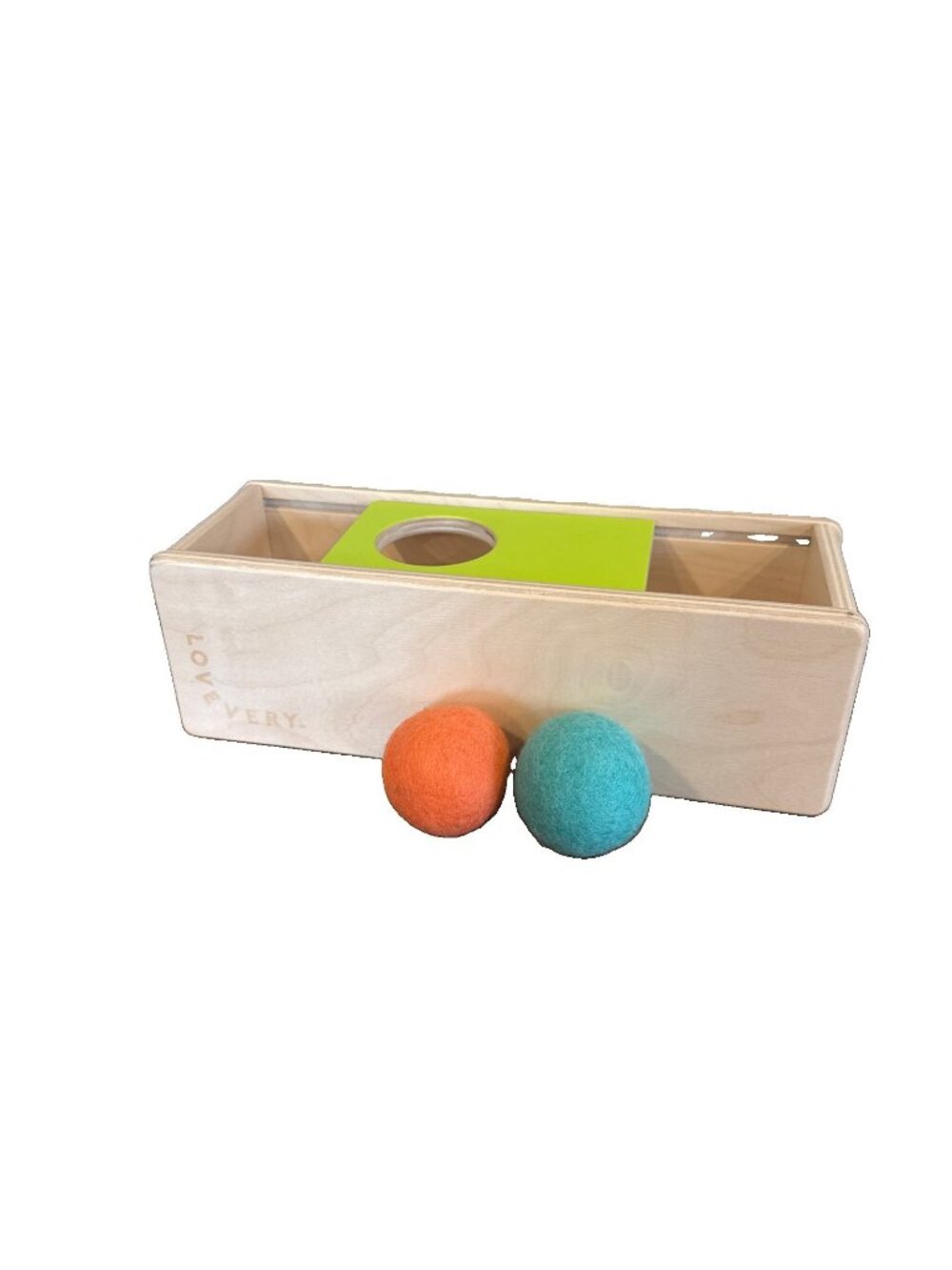 Lovevery Top Sliding Box With Felt Ball Drop Wooden Toy Montessori Sensory Balls